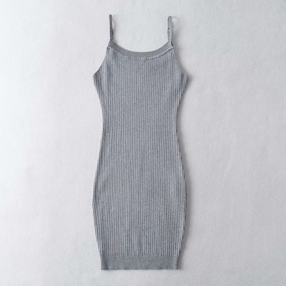 sexy shoulder strap adjustable knit dress  NSHS36989