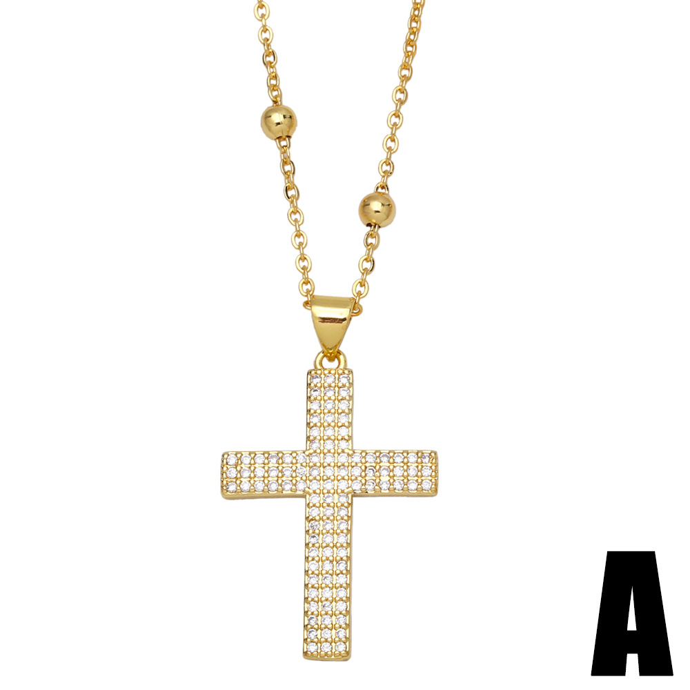 hip-hop full diamond cross micro-inlaid zircon pendant necklace wholesale