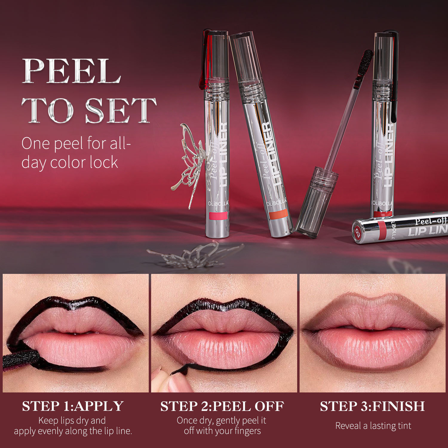 Explosiones transfronterizas OLIBOLLA lápiz de lápiz labial mate, guarnición de labios fácil de color, línea de gancho de peeling tipo LIP LINER