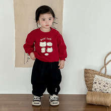 点兮2025秋冬新款婴幼儿加绒卫衣套装宝宝卡通上衣加绒牛仔两件套