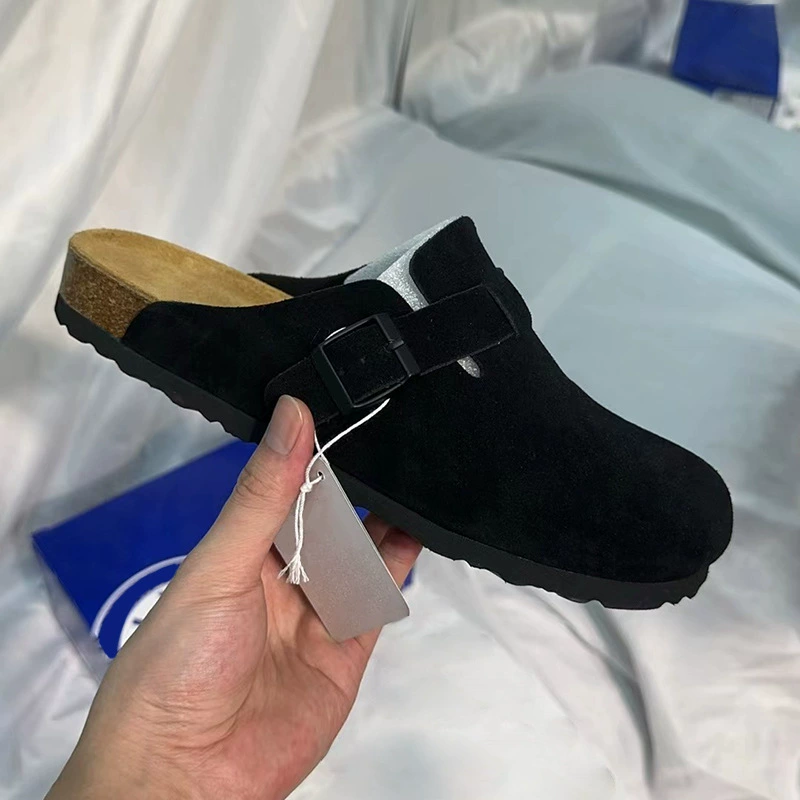Клогы (Birkenstock) унисекс, натуральная кожа, толстая пробковая подошва, слип-он