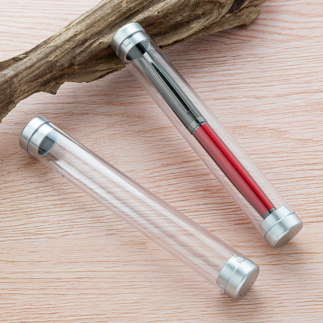 Acrílico caja de la pluma cilindro de plástico transparente de cristal de embalaje caja de la pluma firma pluma de publicidad pluma de regalo pluma de la pluma caja de la pluma