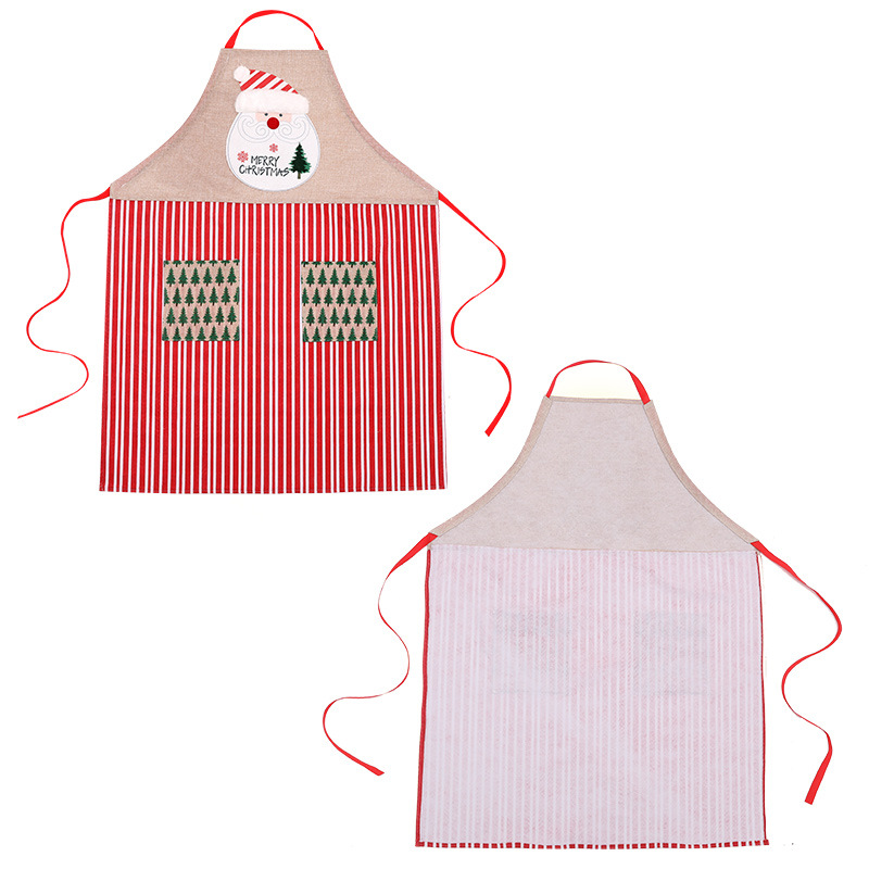Cross-border Christmas decoration supplies kitchen decoration apron fabric restaurant atmosphere decoration cartoon old man linen