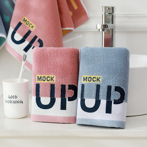 Yiduo towel pure cotton face wash towel pure cotton household letter soft bath absorbent not easy to shed yarn-dyed woven towel