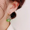 Summer fresh green zirconium, crystal, copper advanced earrings, 14 carat, high-quality style, wholesale