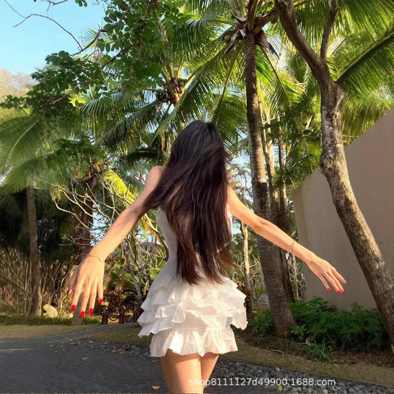 高版本现货版miu家25夏季新款贴布字母甜美少女感白色元气蛋糕裙|undefined