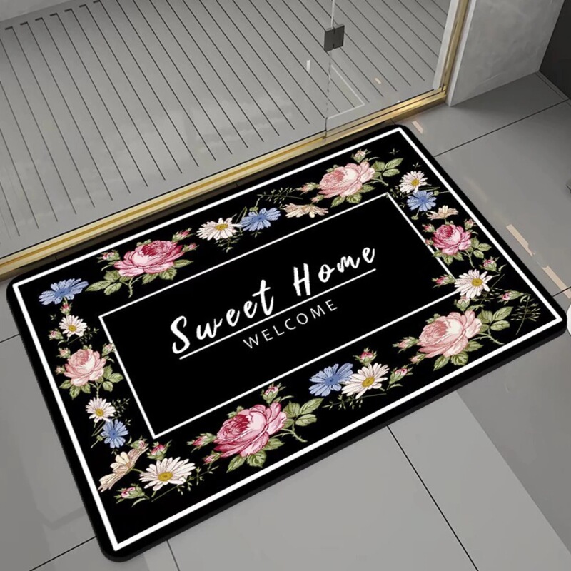 Nordic Light Luxury Floral Bathroom Door Mat Diatom Mud Water-Absorbent Non-Slip Mat Bathroom Floor Mat Wholesale
