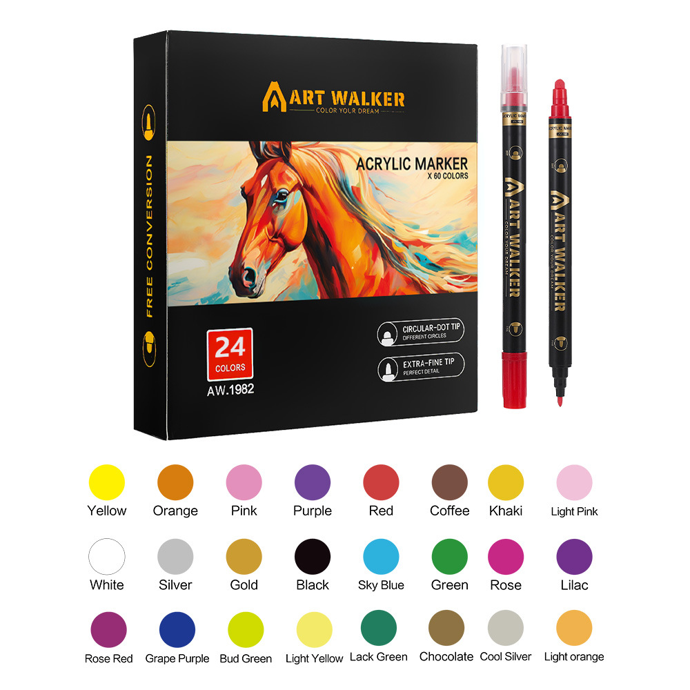 Bolígrafo de tejido Juego de marcadores acrílicos de dos cabezas Zapatos de bricolaje Pincel de pintura de tela Pincel de estudiante de pintura de color a base de agua