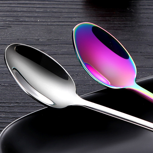 Korean Japanese style 304 cloth wheel stainless steel long handle mixing spoon coffee honey smoothie spoon ice cream dessert spoon