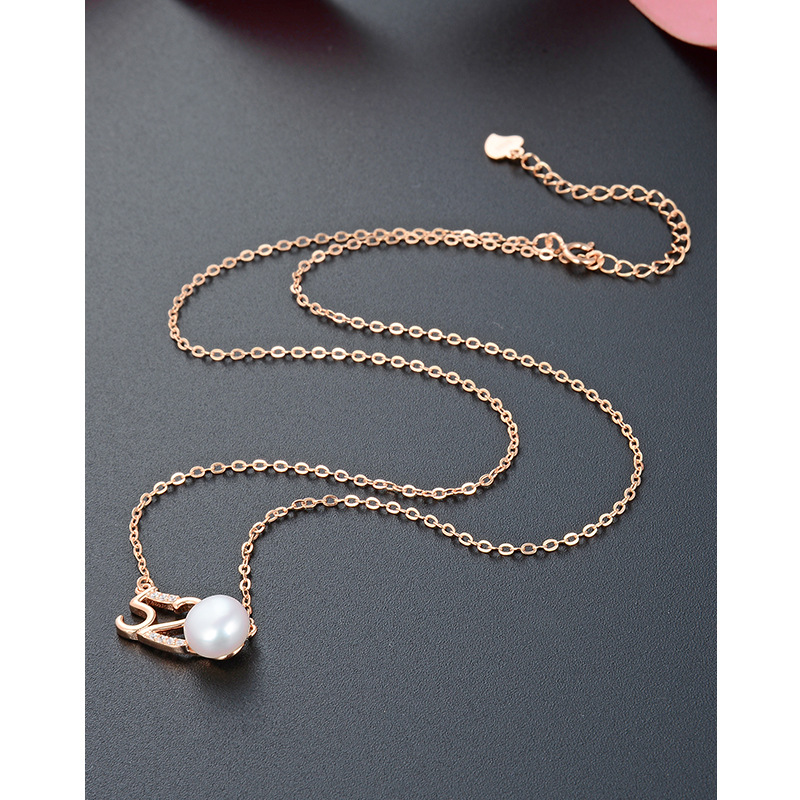 Diamante 520 collar de perlas agua dulce femenina s925 plata esterlina estilo coreano elegante clavícula cadena regalo del amante Día San Valentín