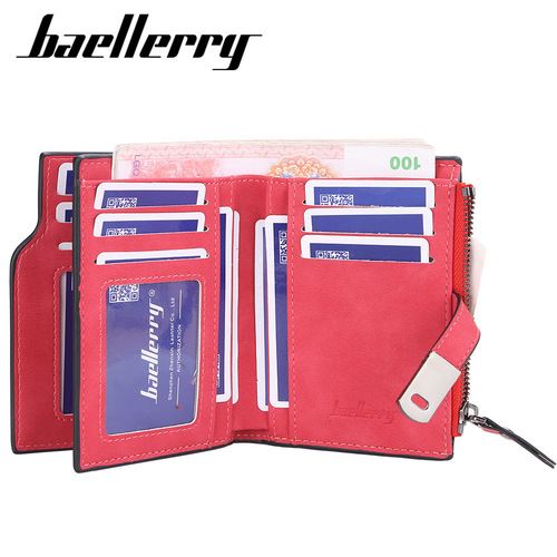 baellerry new women's wallet short Korean version versatile multi-card slot soft leather wallet zipper coin purse