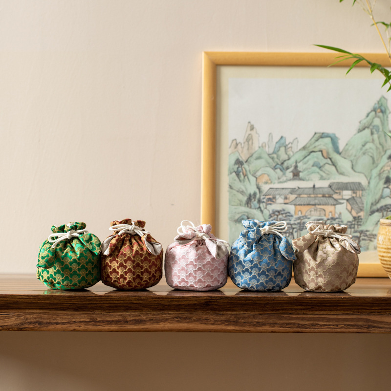 中国风织锦棉麻茶具旅包快客主人杯品茗杯收纳包