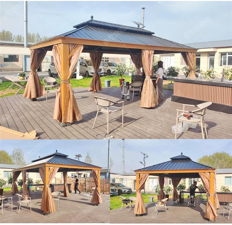 High-End Outdoor Pavilion Garden Terrace Aluminum Alloy Courtyard Leisure New Chinese-Style Pavilion Villa Courtyard Outdoor Sunshade