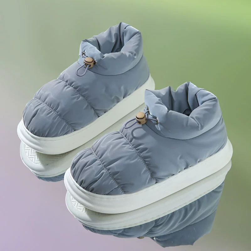 Водонепроницаемые пуховые хлопковые тапочки, мужские зимние теплые Нескользящие домашние туфли на толстой подошве для пар, верхняя одежда, обувь с хлопковой подкладкой, женская