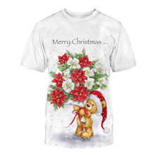 聖誕節Christmas新款 歐美青年短袖男女情侶裝款式圓領短袖T恤