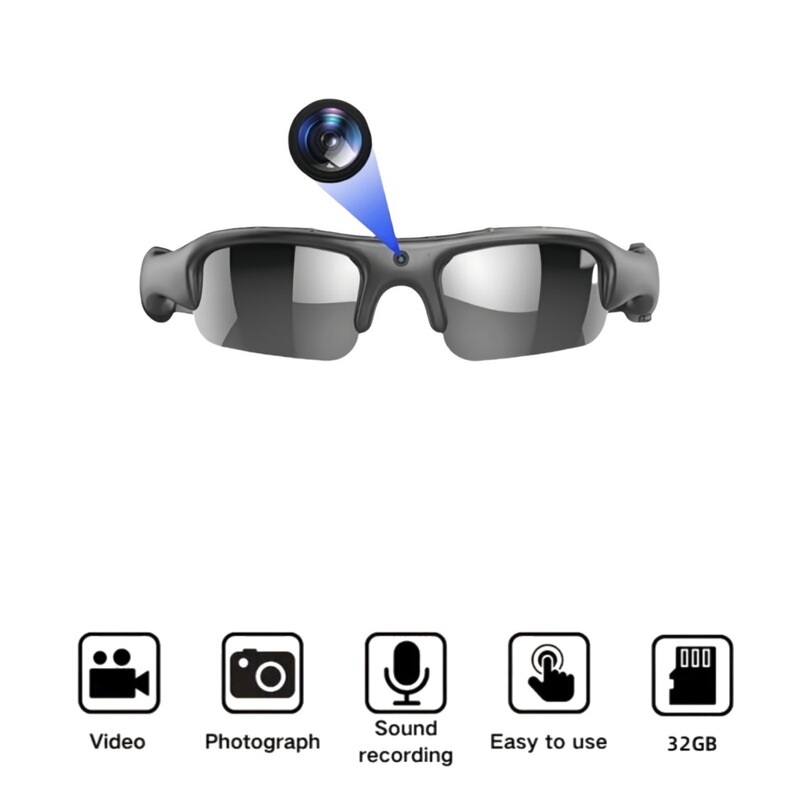 Smart Bluetooth Camera Glasses, High-Definition Photo and Video Recorder, Outdoor Sports Live Streaming, Audio Recording Sunglasses