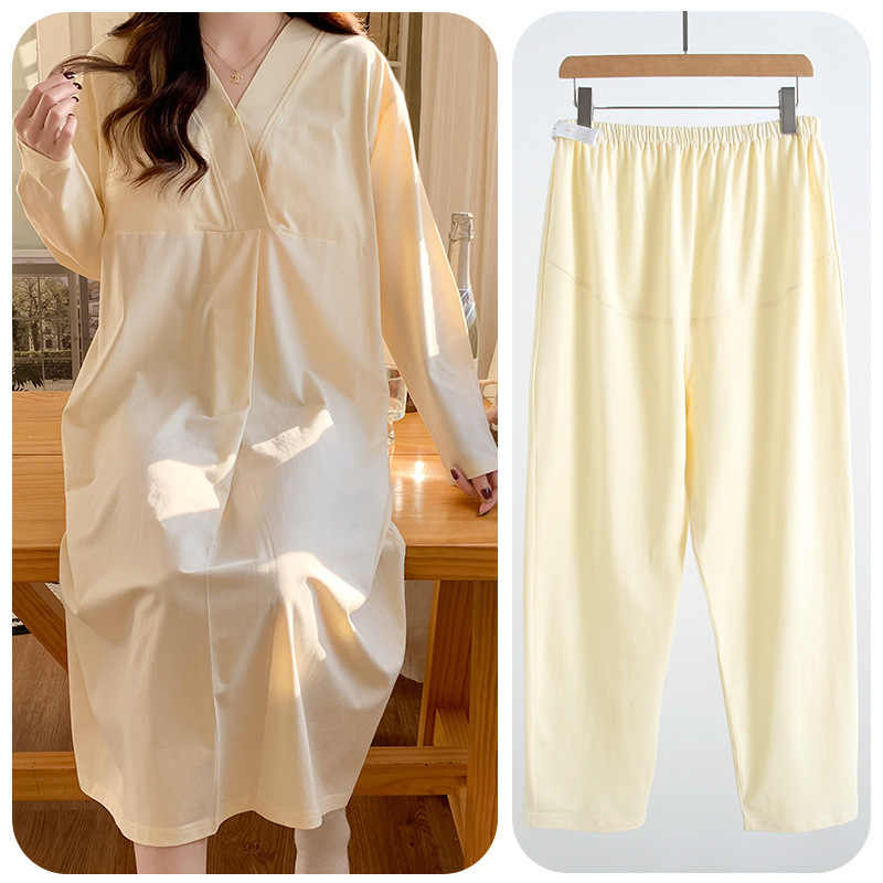Spring and Autumn Cotton Maternity Nightgown with Chest Pads, Postpartum Nursing Nightdress, Long Dress for Hospital Stay, Maternity Nursing Dress Spring and Autumn Cotton Maternity Nightgown with Chest Pads, Postpartum Nursing Nightdress, Long Dress for Hospital Stay, Maternity Nursing Dress