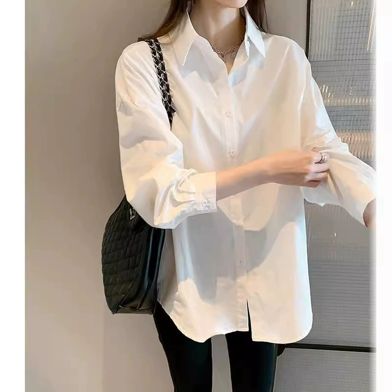 Белая рубашка женская с новой корейской версией весной 2023 года