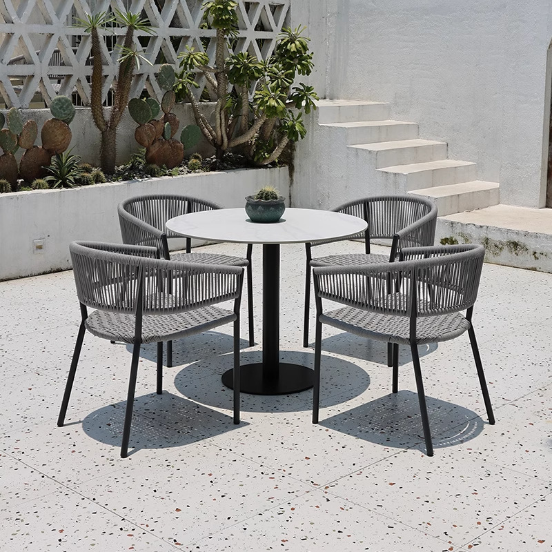 Mesas y sillas al aire libre, tienda de té con leche al aire libre, salón de café, ocio, impermeable, protector solar, jardín, balcón, combinación de ratán