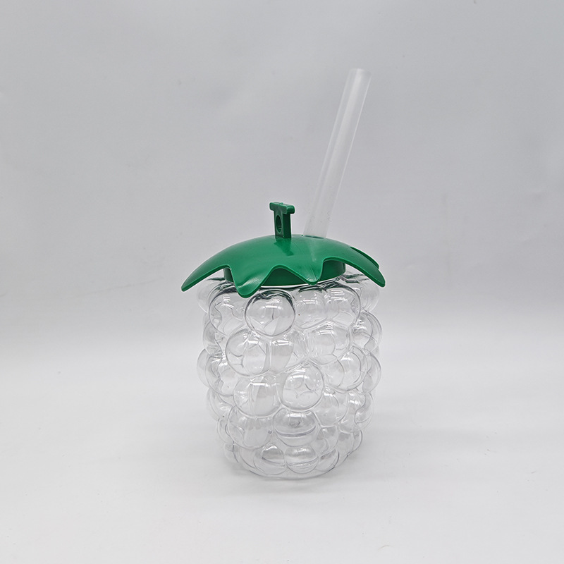 Fabricante de nuevos productos creativos ventas directas de taza de paja de uva transparente de plástico desechable taza de bebida de jugo rojo wy