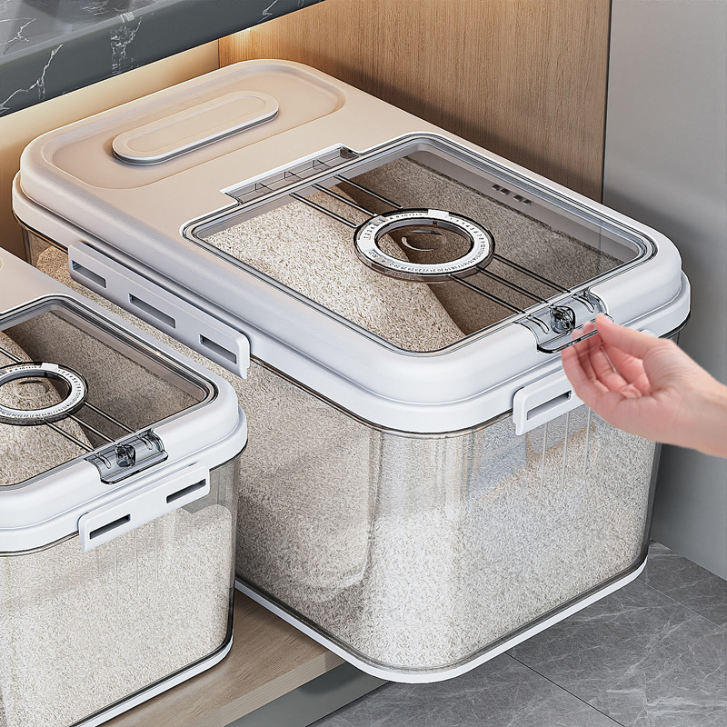 barril de arroz doméstico a prueba de insectos y humedad tanque de almacenamiento sellado caja de almacenamiento de arroz contenedor de harina de arroz cilindro de arroz caja de arroz cubierta abierta de succión magnética