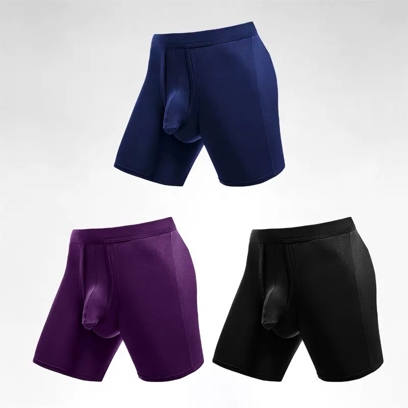 Men's Sports Underwear, Men's Bullet-Type Separated Four-Corner Anti-Wear Legs, Large Size Breathable Running Boxer Fat Guy Pants, Loose