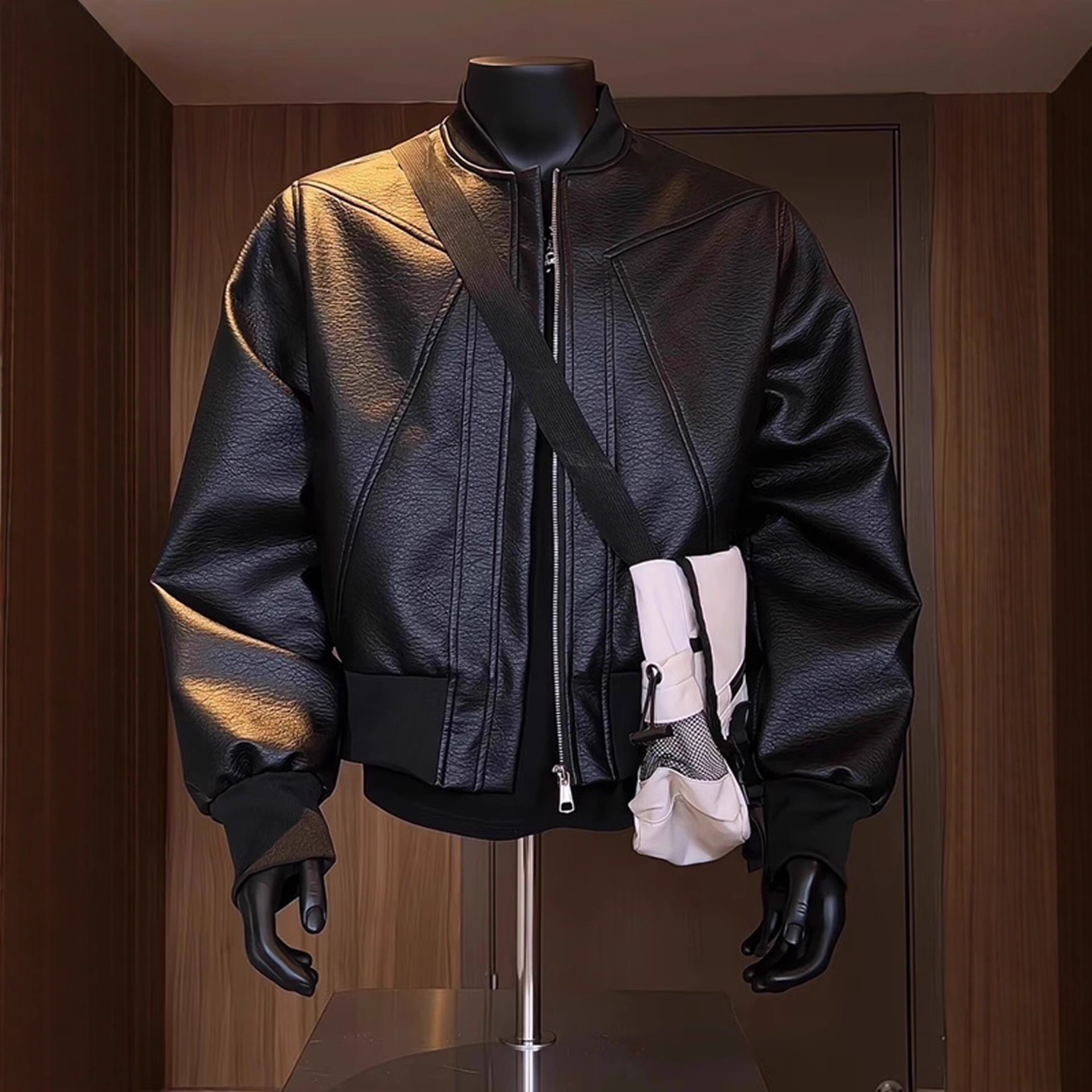 Herren Leder Motorradjacke Im Retro Look Für Herbst Und Winter_voghion.com