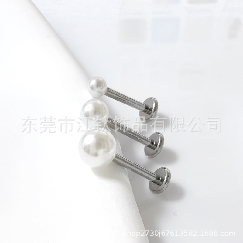 G23 Titanium Labret Stud Earring - ASTM F136 External Thread Lip Nail Jewelry detail image 7