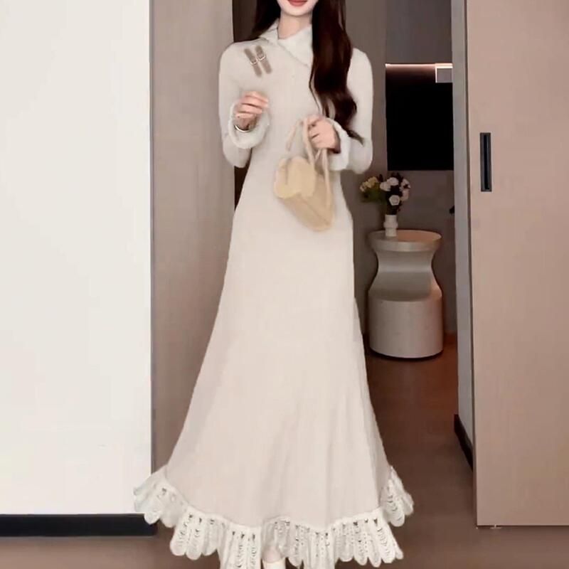 A Very Beautiful Autumn and Winter Knitted Dress for Women to Attend Major Occasions and Wear 2025 New Elegant Long Skirts