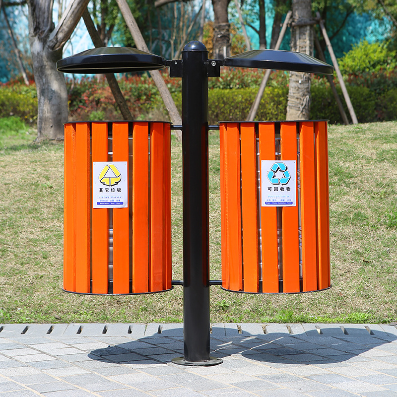 厂家批发户外分类垃圾箱环卫钢木校园小区街道垃圾桶不锈钢大容量