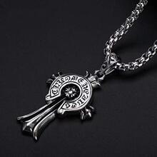 欧美外贸饰品批发 复古男士个性克罗星十字架钛钢链子吊坠项链