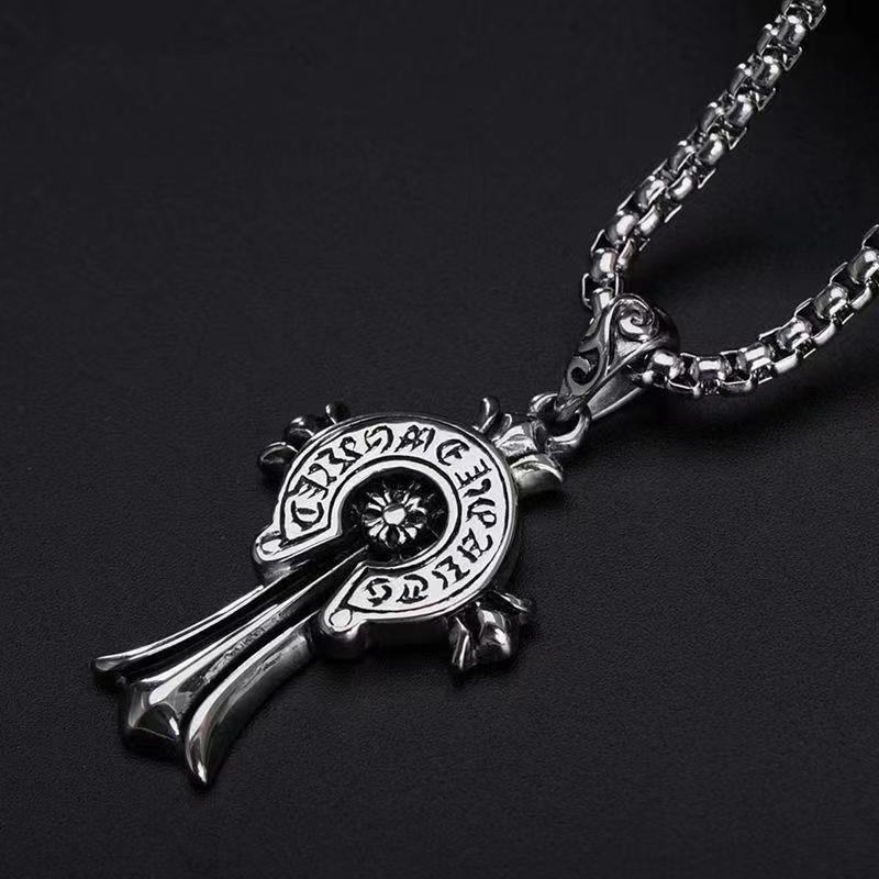 European and American Export Jewelry Wholesale Retro Men's Personalized Crow Star Cross Titanium Steel Chain Pendant Necklace