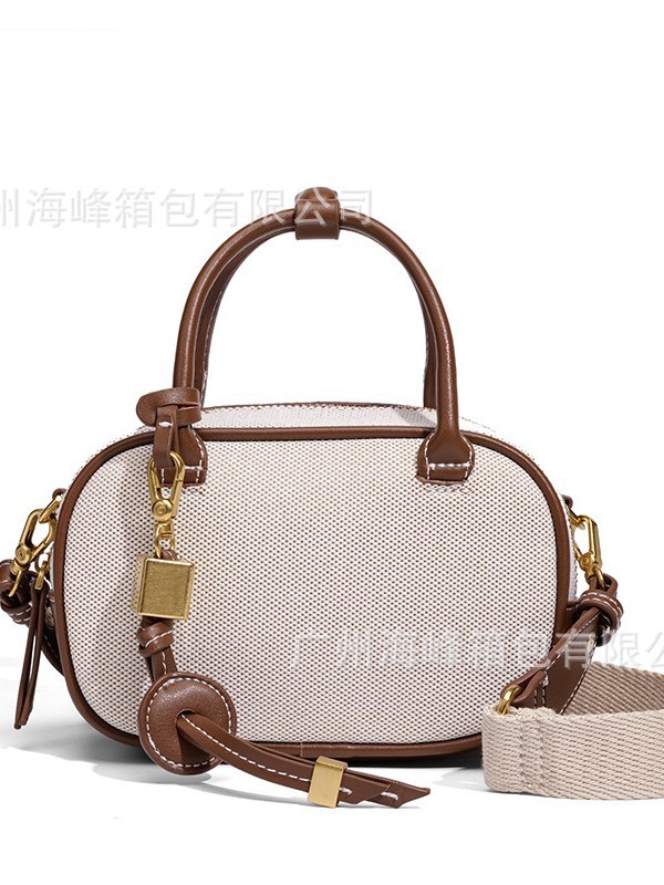 2025秋季新品 女包 深棕色辑线装饰迷你手提保龄球包高级斜挎小包|undefined