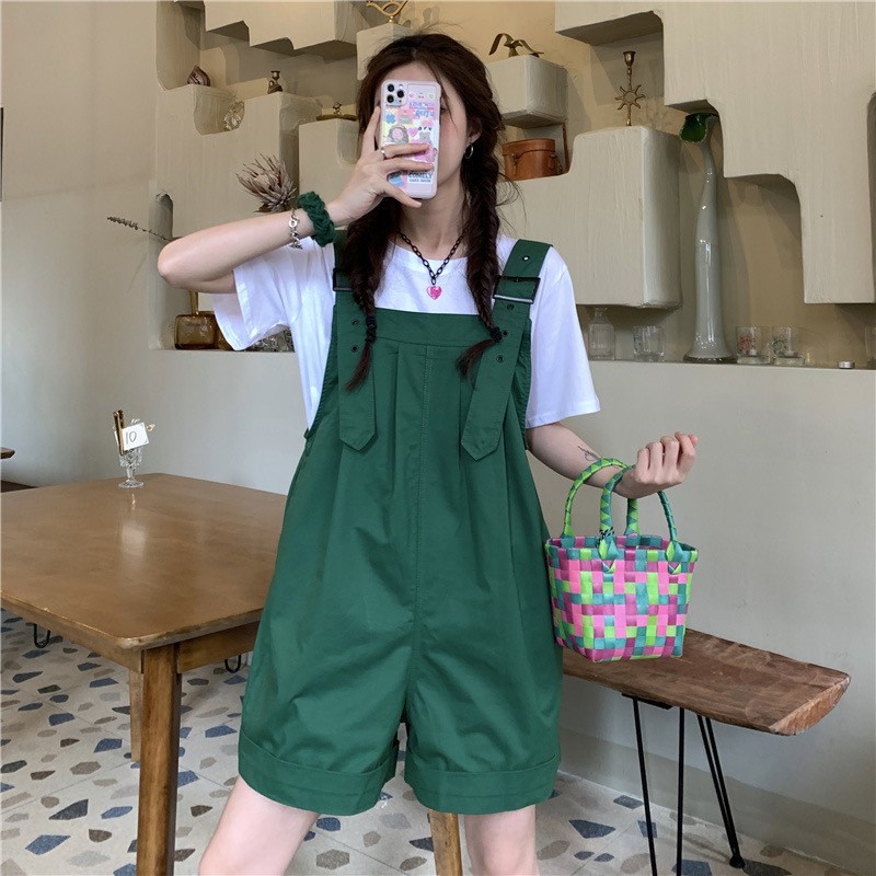 綿の背もたれのズボンの女性2023新型の小さい夏の薄い金のゆったりしているサスペンダーの復古のカジュアルな広足の短いズボン