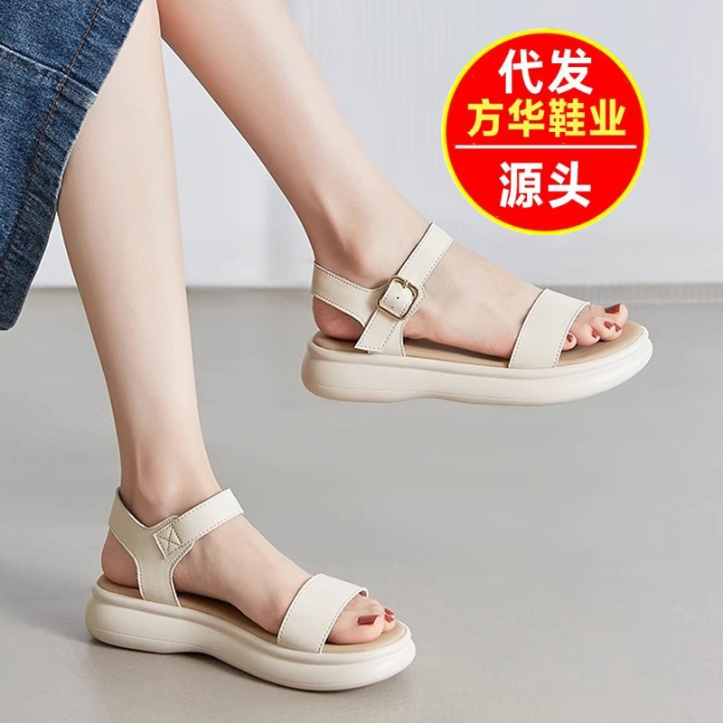 Inventario simple velcro sandálias de fondo suave verano 2026 nuevo estilo de uso exterior versátil no cansado pies sandálias de playa para mujeres