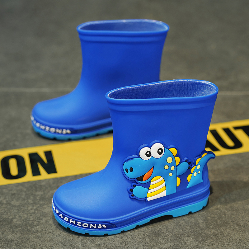Children's Baby Rain Boots for Boys and Girls, Cute Dinosaur Student Water Shoes, Rubber Shoes, Non-Slip, Lightweight, Medium and Large Kidsren's Rain Boots