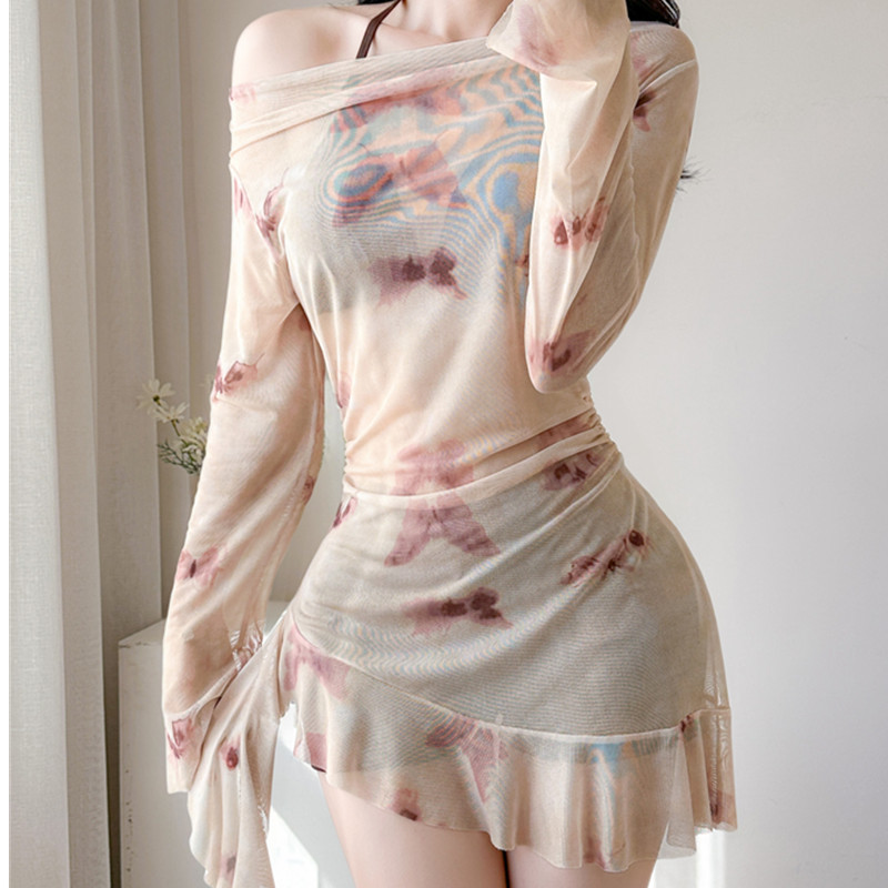 Trajes de baño femeninos bikini bikini de manga larga spa blusa conservadora de vacaciones nuevos trajes de baño