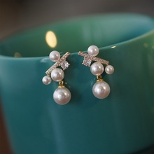 气质珍珠串串耳环小众独特设计精致耳坠法式高级感网红温柔耳饰