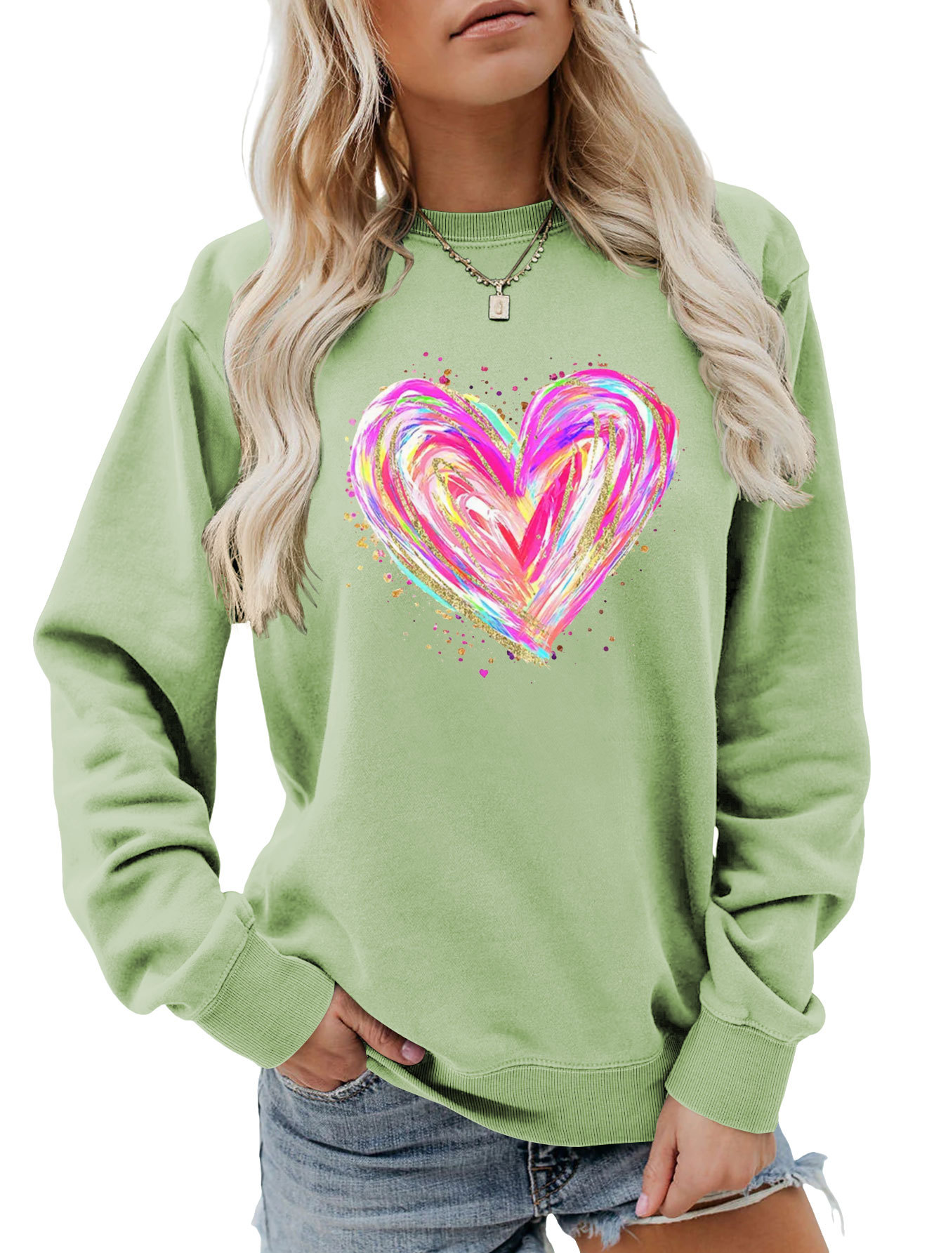 Independent Site New Stylish, Comfortable, Versatile Women's Colorful Sequin Heart Autumn And Winter_ecoleips.com