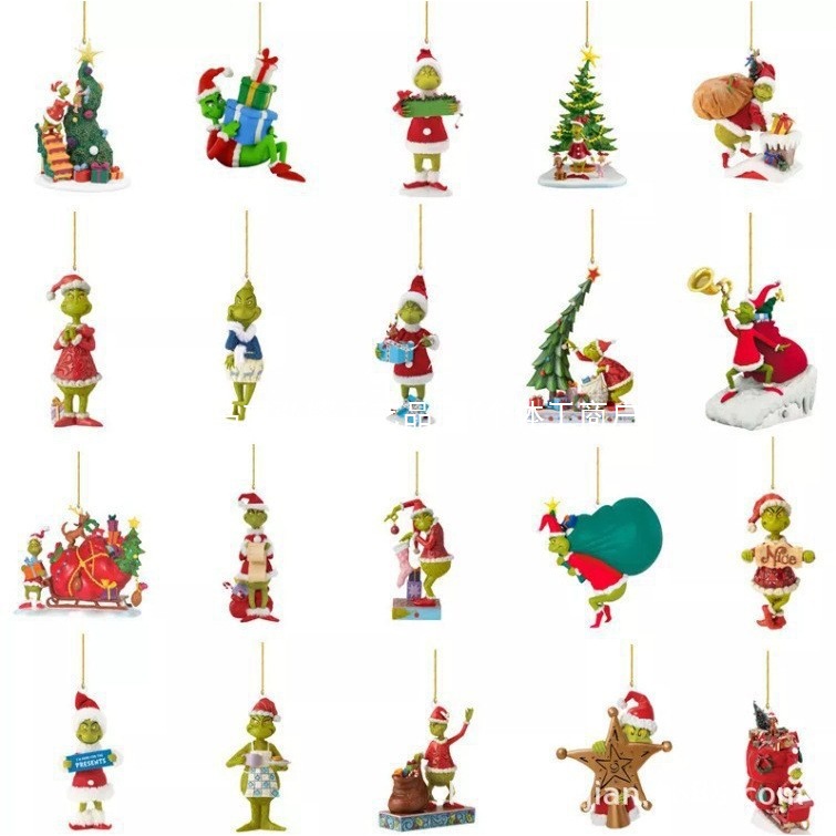Colgante transfronterizo nuevo 2D2026 explosivo monstruo de pelo verde decoración de Navidad colgante acrílico colgante de dibujos animados árbol de Navidad colgante image 1