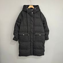 2025冬季新款BC羊毛鹅绒女士羽绒服大口袋高级感珠链长款连帽保暖