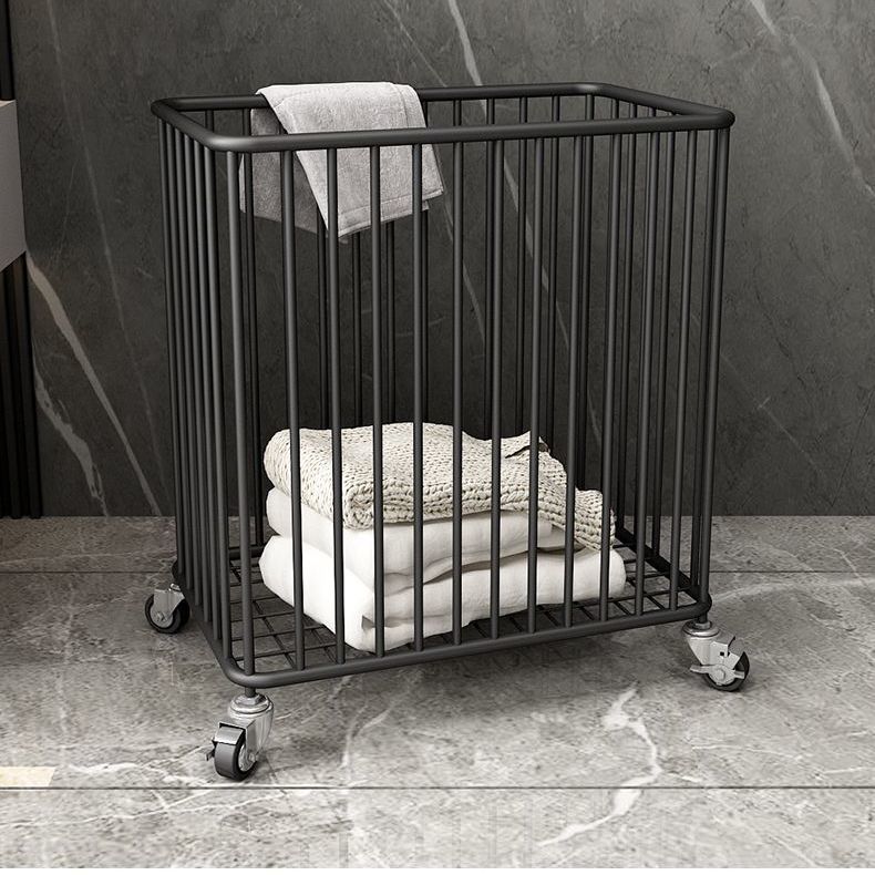 바퀴 달린 검정색 [직사각형 더러운 옷 바구니]