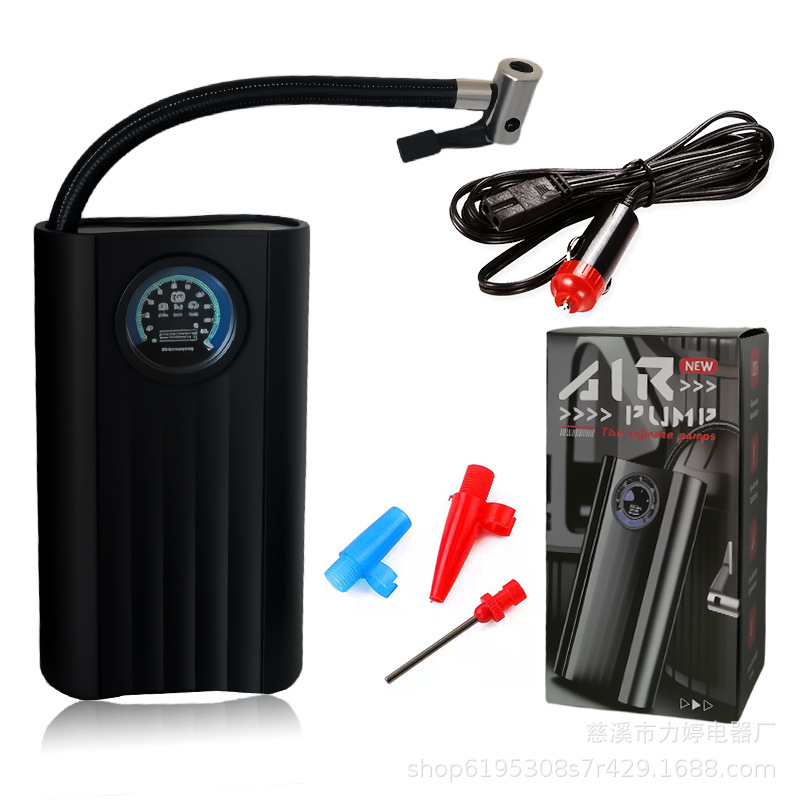 Taşınabilir araç hava pompası 12V üniversal kare lastik şişirme cihazı, lastik basıncı göstergeli.