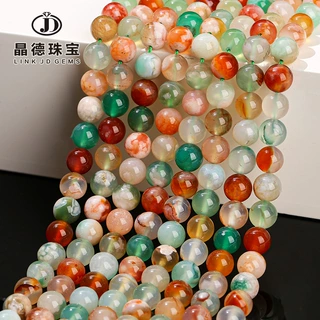 晶德珠宝 多彩色樱花玛瑙散珠糖果色玛瑙圆珠DIY饰品配件珠子批发