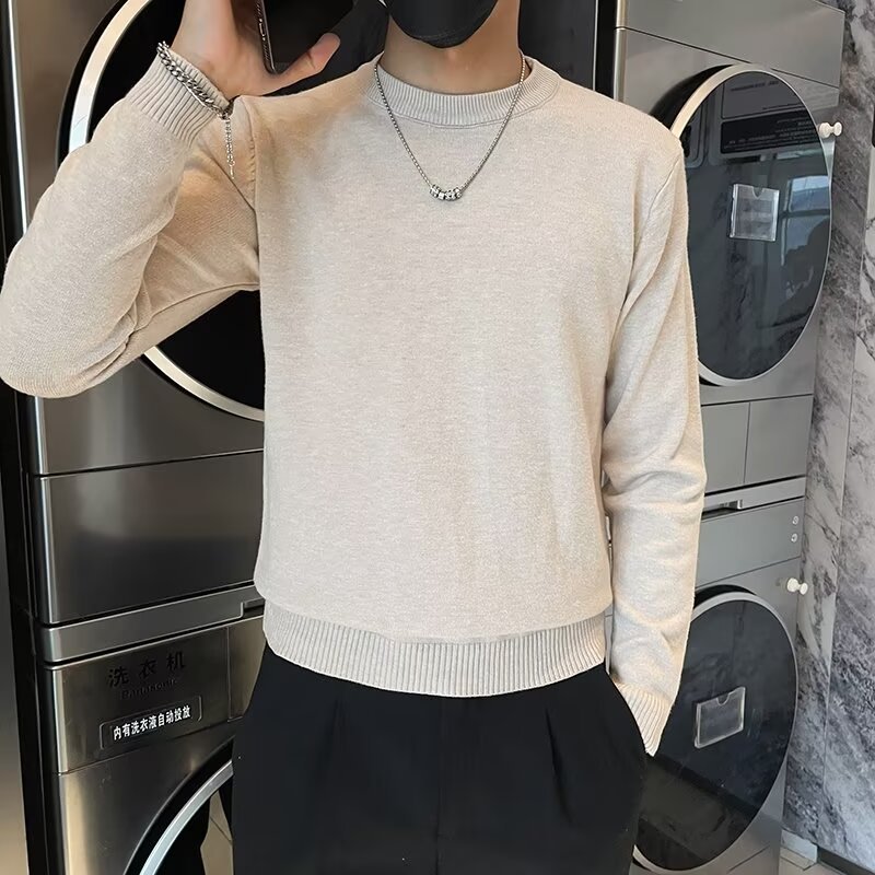 Demi-season solid color base Japanese trend knitted sweater for…