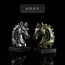 蒸汽朋克机械马头摆件树脂工艺品创客厅书房办公桌个性意桌面装饰