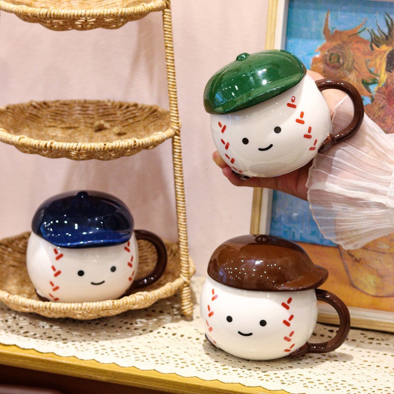 Regalos de Navidad creativos tazas de cerámica tazas de dibujos animados tazas de agua de pareja nórdicas tazas de café con tapa caja de regalo