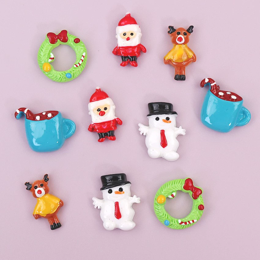 Мини маленький размер рождественские аксессуары из смолы DIY Нейл-арт патч чехол для телефона серьги аксессуары Новый Санта-Клаус