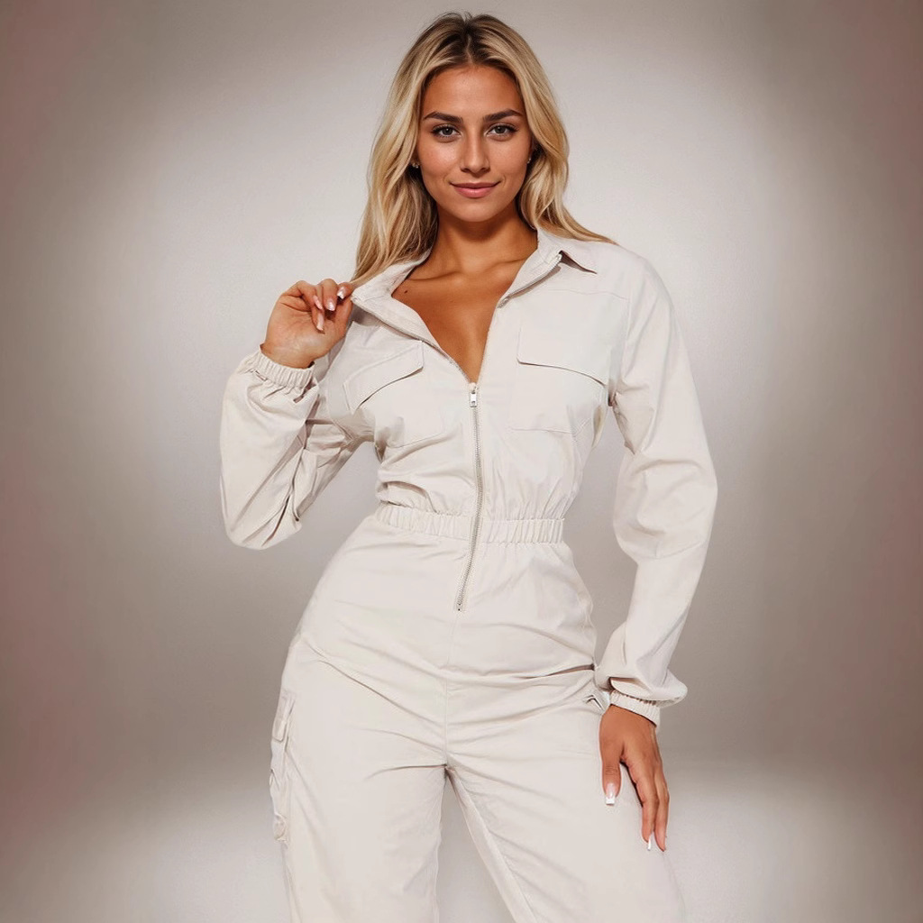 La moda transfronteriza de ocio de salida de bolsillo flip-up de la cintura de la ropa de mujer con cremallera de la pie de la ropa de vestir