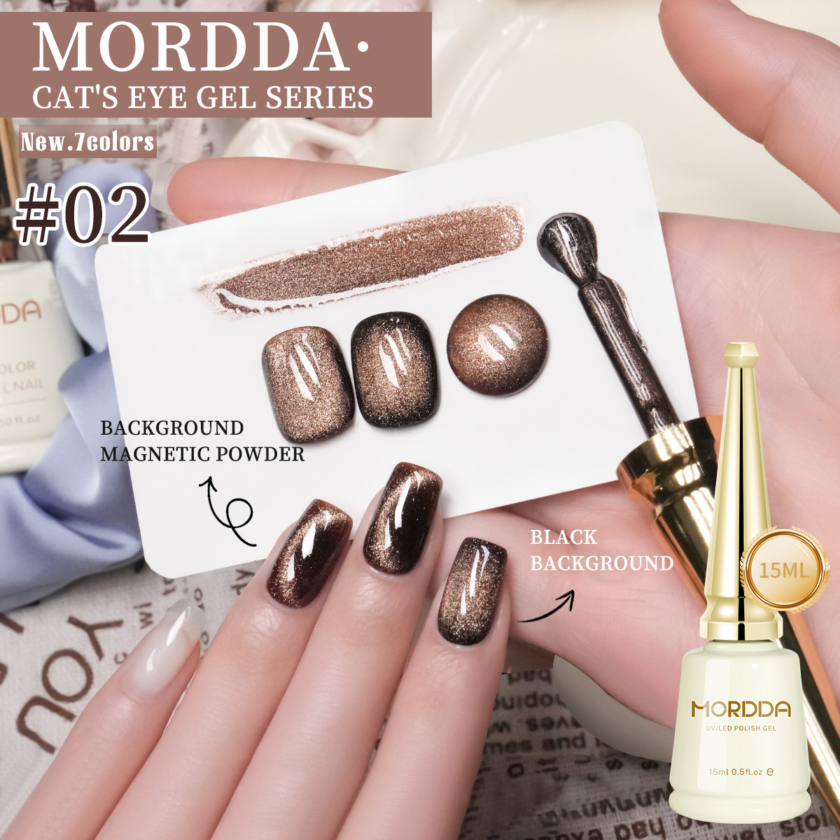 Sándalo serie de té negro ojo de gato manicura 2024 nuevo cristal ojo de gato popular polietileno polarización de pegamento de ojos de gato